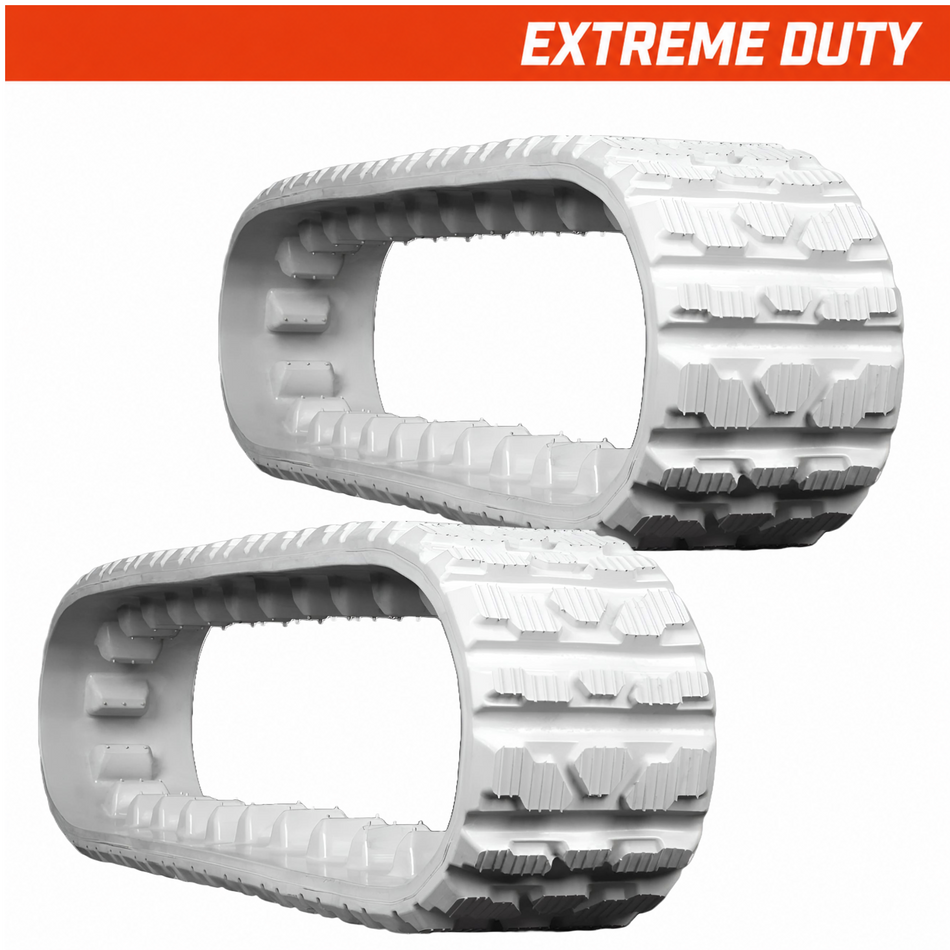 Set of 2 150x88x28 extreme-duty mini-excavator rubber tracks, multi-bar tread pattern