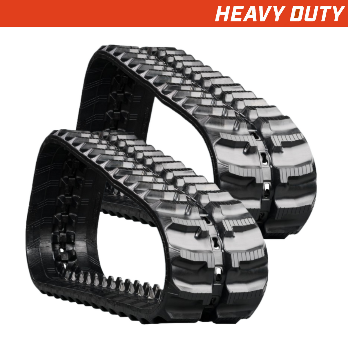 Set of 2 200x72x21 heavy-duty mini excavator rubber tracks L-Lug tread pattern.
