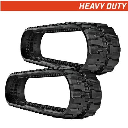 Set of 2 350x56x84 heavy-duty mini excavator rubber tracks, bidirectional block pattern