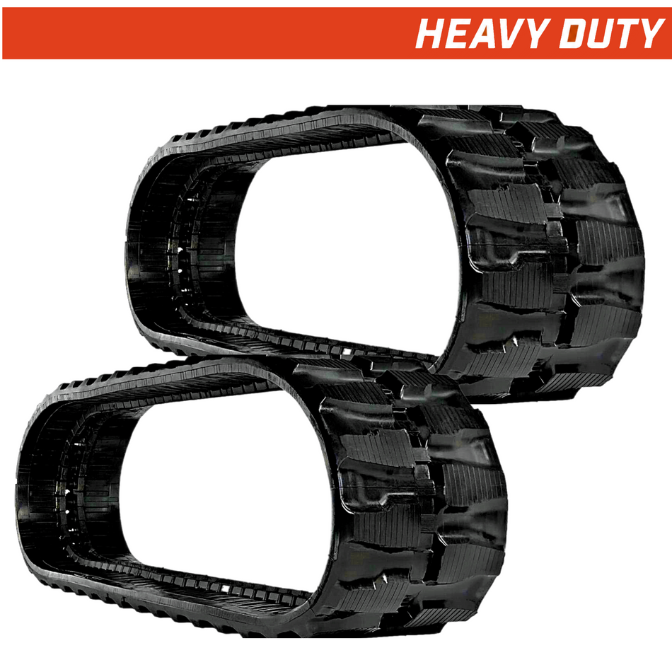 Set of 2 320x54x84 heavy-duty mini excavator rubber tracks, staggered block tread pattern