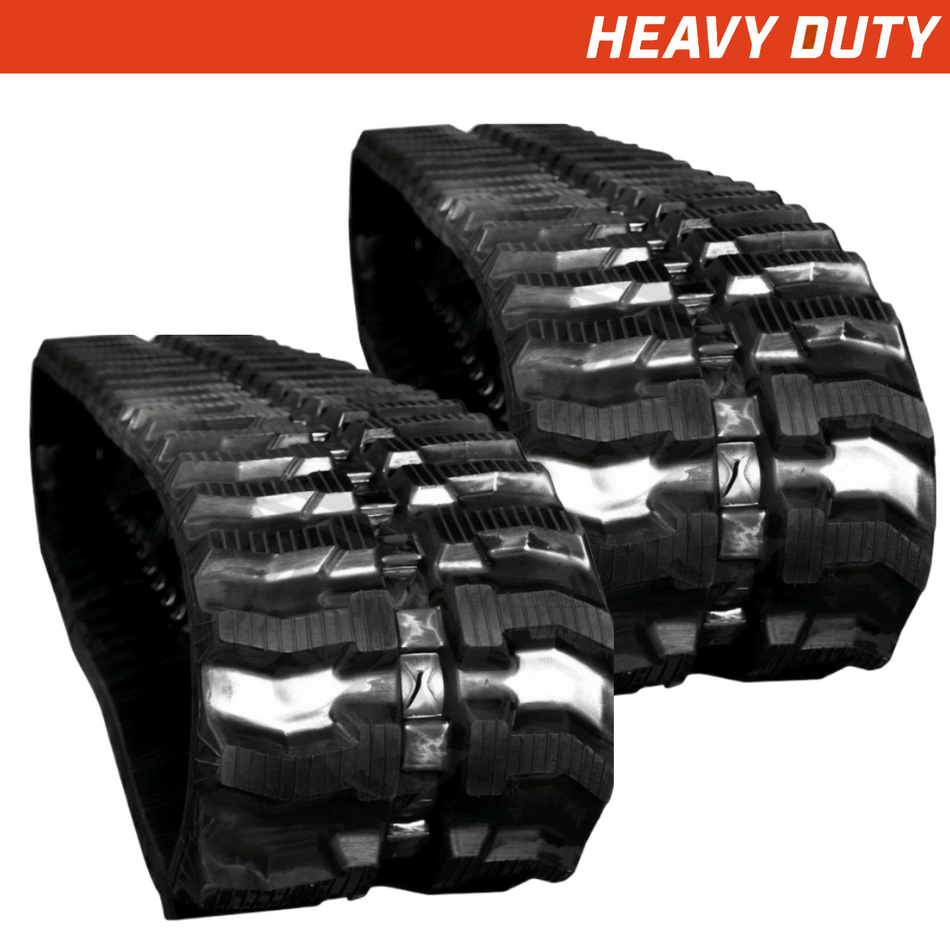 Set of 2 320x100x43 heavy-duty mini excavator rubber tracks, bi-directional tread pattern