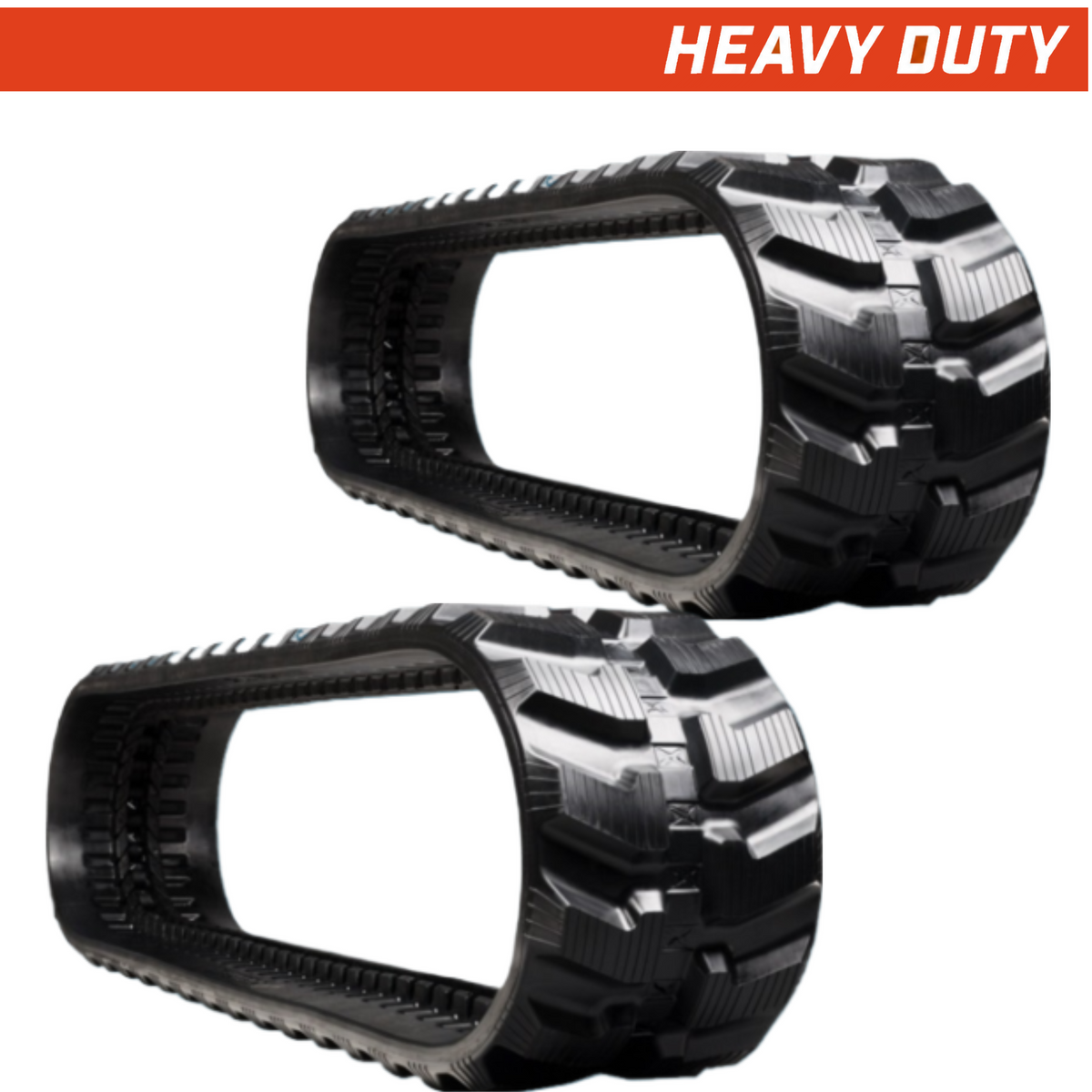 Set of 2 350x52.5x92 heavy-duty mini excavator rubber tracks, directional-block tread pattern